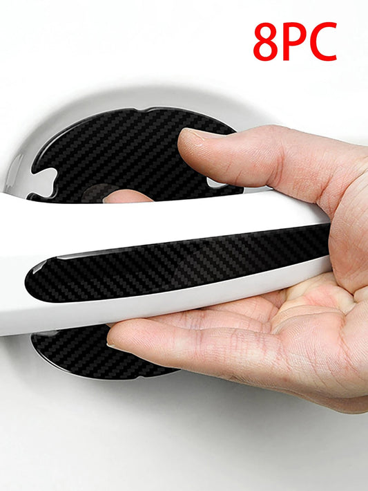 8PCS Epoxy Carbon Fiber Door Cup Handle Protector- Anti-Scratch Film Kit, Universal Fit For Auto Exterior Paint Protection| Car Accessories, Exterior Car Accessories, Car Protection Film, Auto Styli