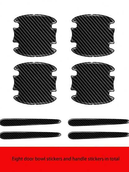 8PCS Epoxy Carbon Fiber Door Cup Handle Protector- Anti-Scratch Film Kit, Universal Fit For Auto Exterior Paint Protection| Car Accessories, Exterior Car Accessories, Car Protection Film, Auto Styli