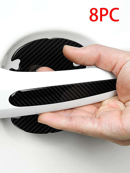 8PCS Epoxy Carbon Fiber Door Cup Handle Protector- Anti-Scratch Film Kit, Universal Fit For Auto Exterior Paint Protection| Car Accessories, Exterior Car Accessories, Car Protection Film, Auto Styli