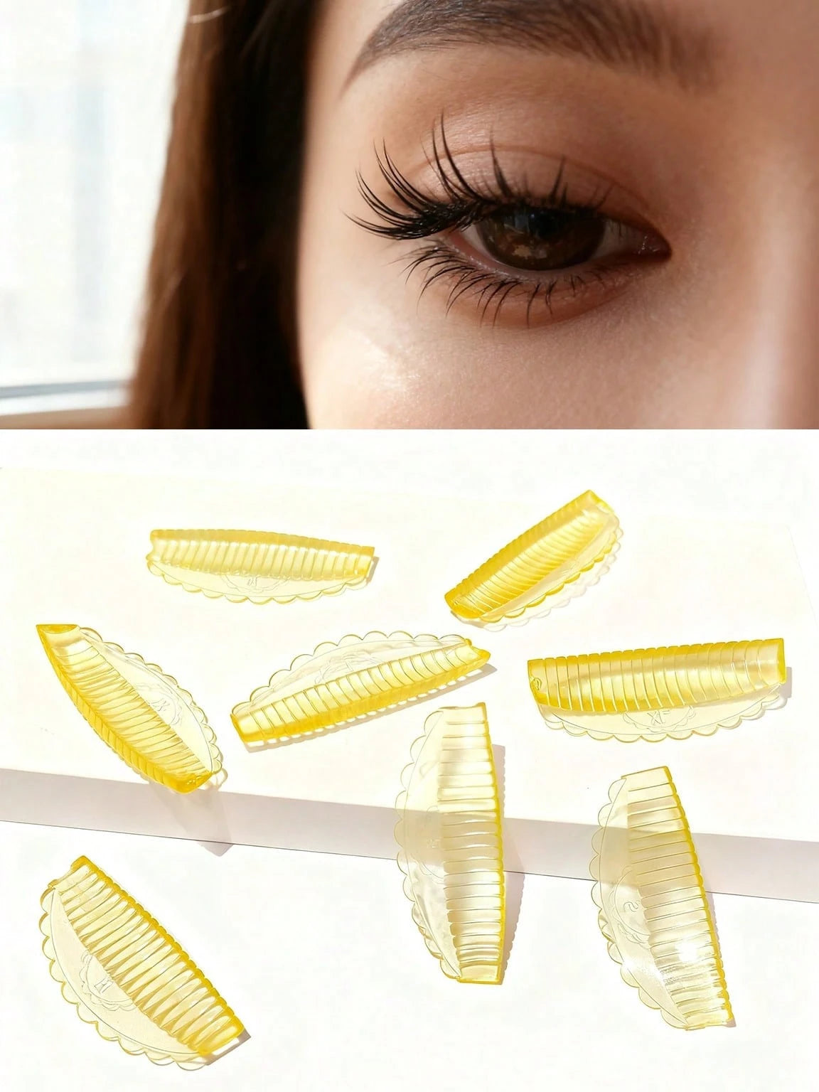 8pcs/Set 4 Sizes Jelly Eyelash Lift Pads- Self-Adhesive Silicone C-Curl Curling Stickers, No Glue Needed To Lift Lashes, Suitable For DIY Lash Perming At Home And Salon