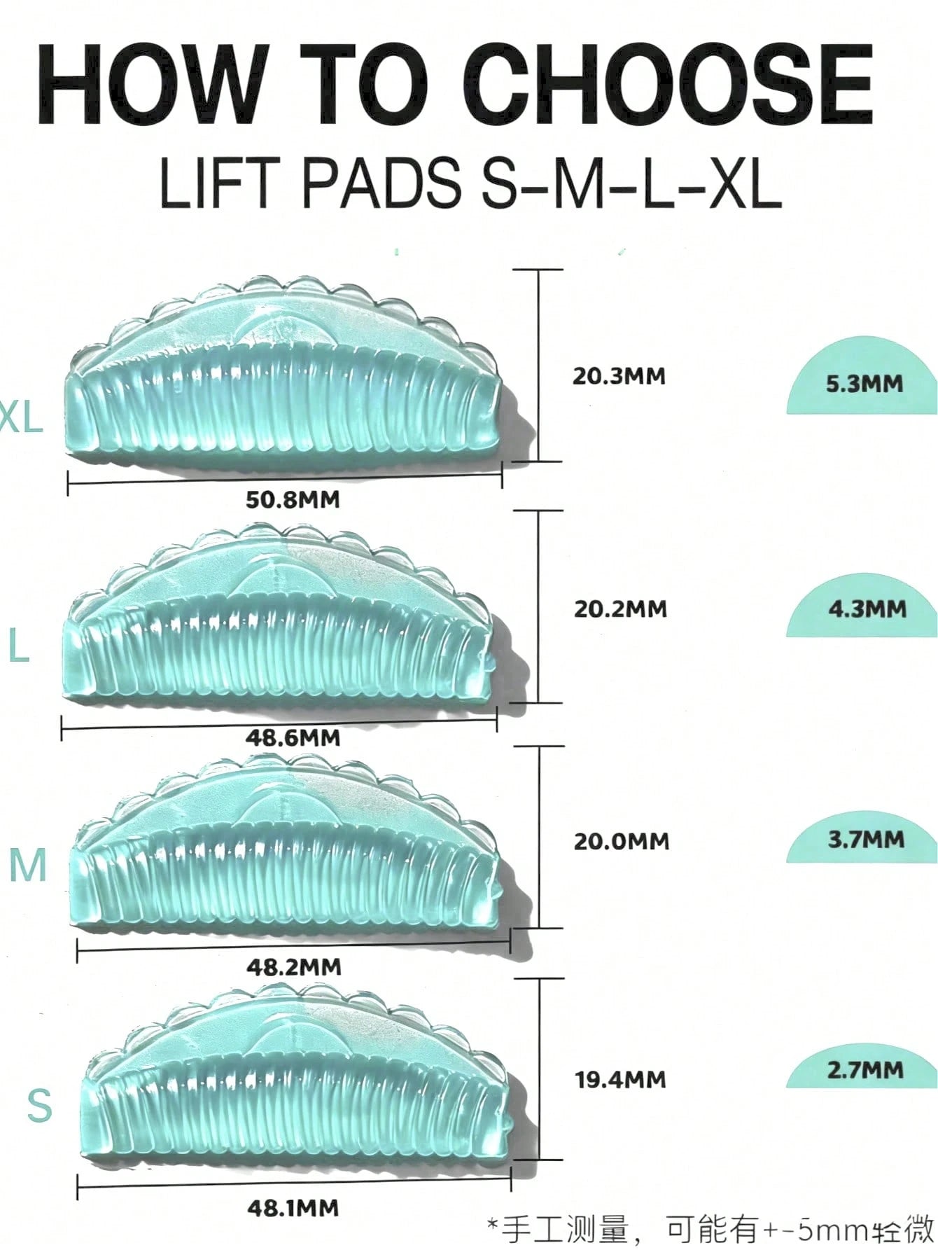 8pcs/Set 4 Sizes Jelly Eyelash Lift Pads- Self-Adhesive Silicone C-Curl Curling Stickers, No Glue Needed To Lift Lashes, Suitable For DIY Lash Perming At Home And Salon