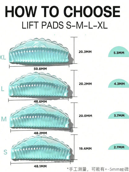 8pcs/Set 4 Sizes Jelly Eyelash Lift Pads- Self-Adhesive Silicone C-Curl Curling Stickers, No Glue Needed To Lift Lashes, Suitable For DIY Lash Perming At Home And Salon