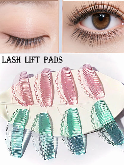 8pcs/Set 4 Sizes Jelly Eyelash Lift Pads- Self-Adhesive Silicone C-Curl Curling Stickers, No Glue Needed To Lift Lashes, Suitable For DIY Lash Perming At Home And Salon