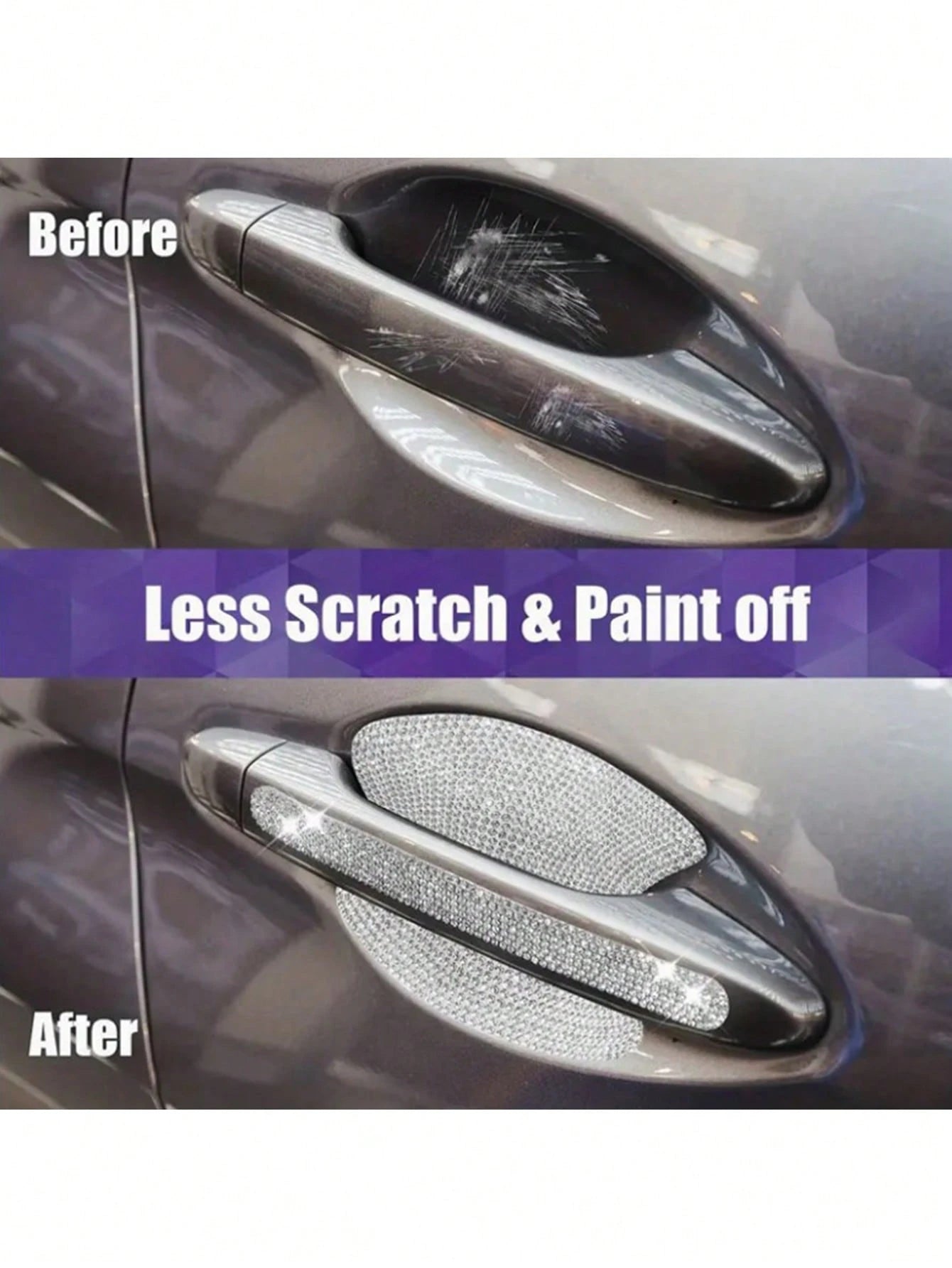 8pcs Shiny Car Door Handle Protective Sticker, Sparkly Car Accessories, Women Shiny Door Handle Cover, Car Crystal Rhinestone Door Bowl Protectve Decal, Shiny Accessories, Women Stickers