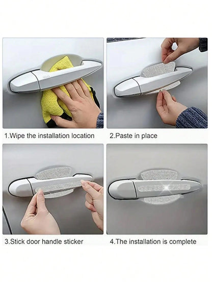 8pcs Shiny Car Door Handle Protective Sticker, Sparkly Car Accessories, Women Shiny Door Handle Cover, Car Crystal Rhinestone Door Bowl Protectve Decal, Shiny Accessories, Women Stickers