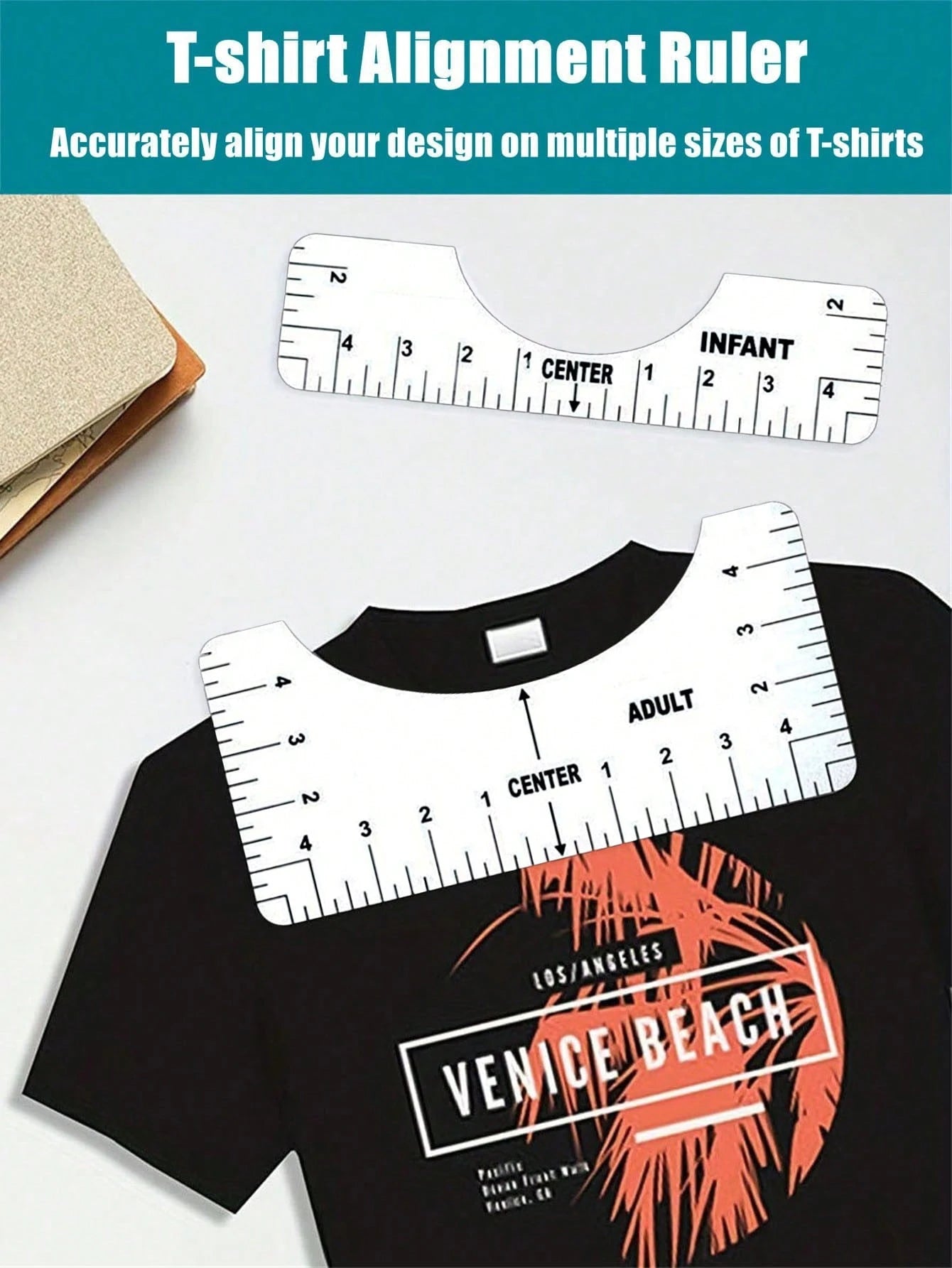 8PCS T-Shirt Ruler Guide Vinyl Alignment Kit Ruler Furniture Tool T-Shirt Centering Alignment Ruler T-Shirt Ruler For Center Design, PVC Craft Sewing Collar Measuring Accessories Drawing Template Clot