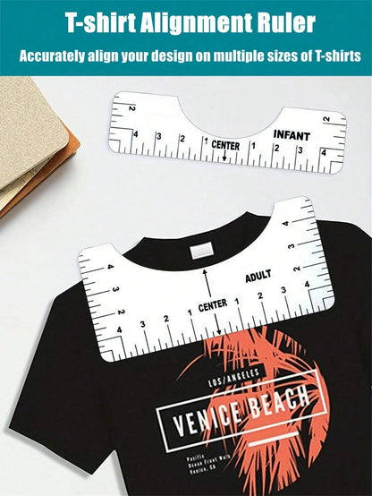 8PCS T-Shirt Ruler Guide Vinyl Alignment Kit Ruler Furniture Tool T-Shirt Centering Alignment Ruler T-Shirt Ruler For Center Design, PVC Craft Sewing Collar Measuring Accessories Drawing Template Clot