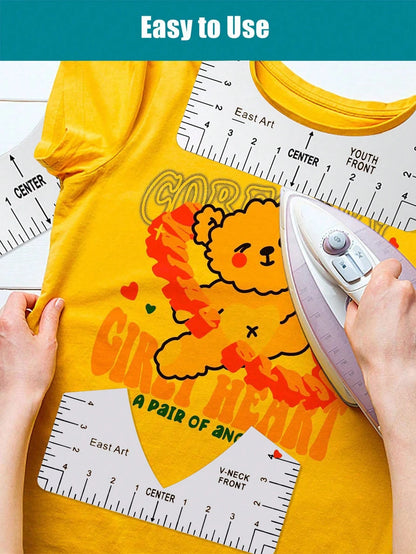 8PCS T-Shirt Ruler Guide Vinyl Alignment Kit Ruler Furniture Tool T-Shirt Centering Alignment Ruler T-Shirt Ruler For Center Design, PVC Craft Sewing Collar Measuring Accessories Drawing Template Clot
