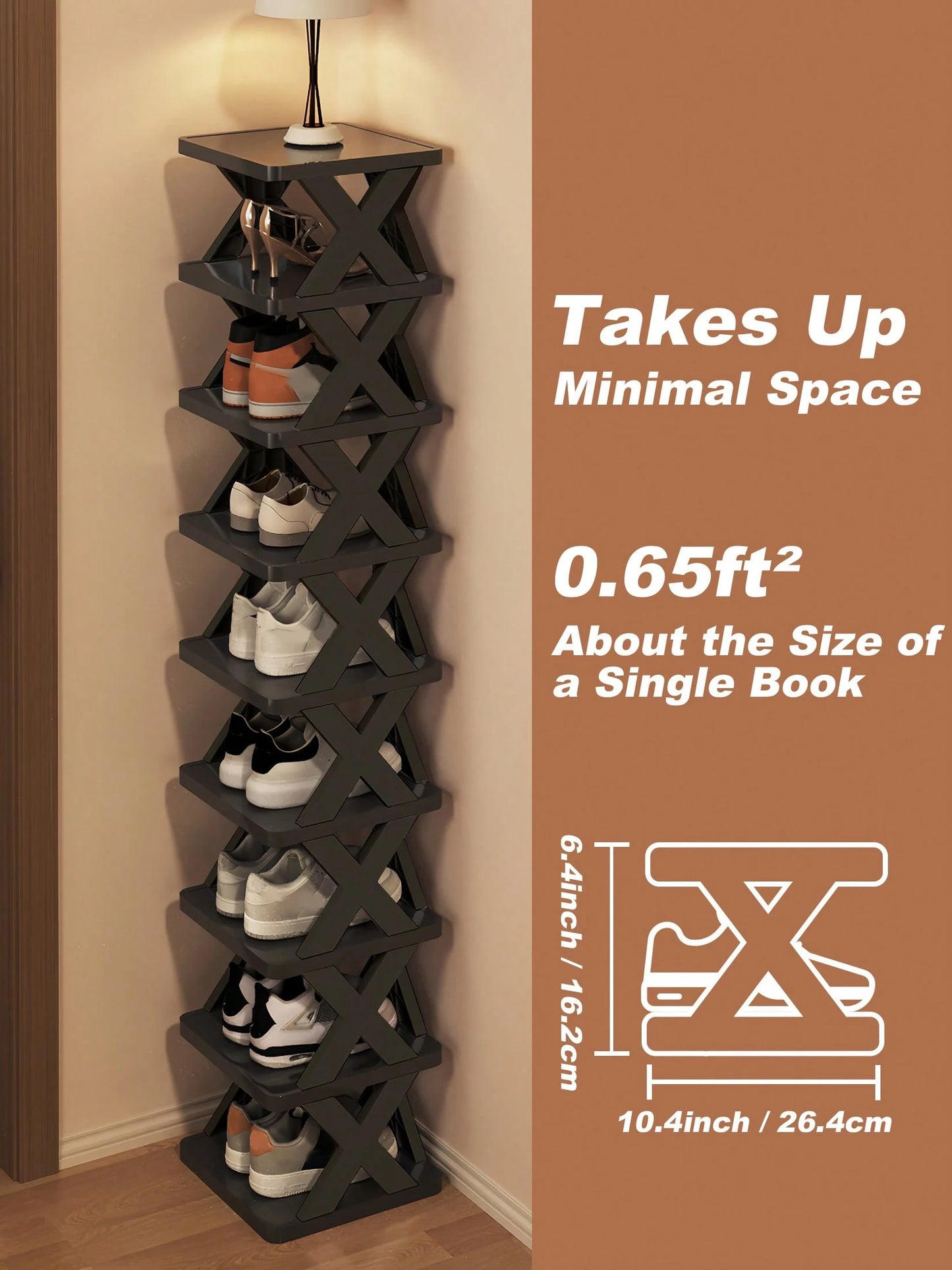 9/6 Tier Vertical Shoe Stand Space Saving Narrow Shoe Rack, Small Shoe Shelf, DIY Free Standing Shoes Storage Organizer For Entryway, Closet, Hallway, Easy Assembly And Stable In Structure, Black & Wh