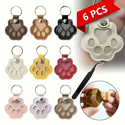 9 Colors Cute Paw-Shaped Pet Memorial Keychain, Cat Fur Keychain, Leather Pet Fur Collectible, Pet Memorial Gift, Emotional Pet Keepsake, Paw-Shaped Keychain, Suitable For Various Bags And Phone Fashi