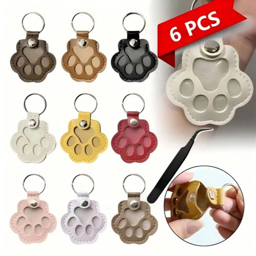 9 Colors Cute Paw-Shaped Pet Memorial Keychain, Cat Fur Keychain, Leather Pet Fur Collectible, Pet Memorial Gift, Emotional Pet Keepsake, Paw-Shaped Keychain, Suitable For Various Bags And Phone Fashi