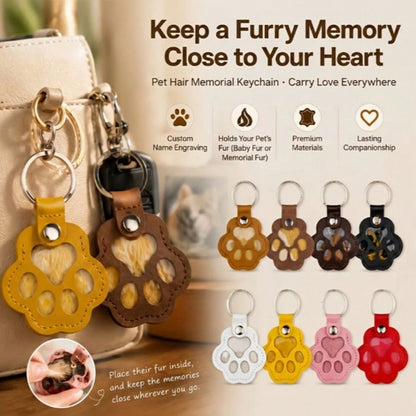 9 Colors Cute Paw-Shaped Pet Memorial Keychain, Cat Fur Keychain, Leather Pet Fur Collectible, Pet Memorial Gift, Emotional Pet Keepsake, Paw-Shaped Keychain, Suitable For Various Bags And Phone Fashi