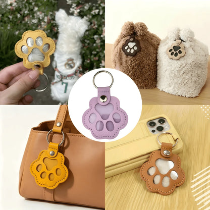 9 Colors Cute Paw-Shaped Pet Memorial Keychain, Cat Fur Keychain, Leather Pet Fur Collectible, Pet Memorial Gift, Emotional Pet Keepsake, Paw-Shaped Keychain, Suitable For Various Bags And Phone Fashi