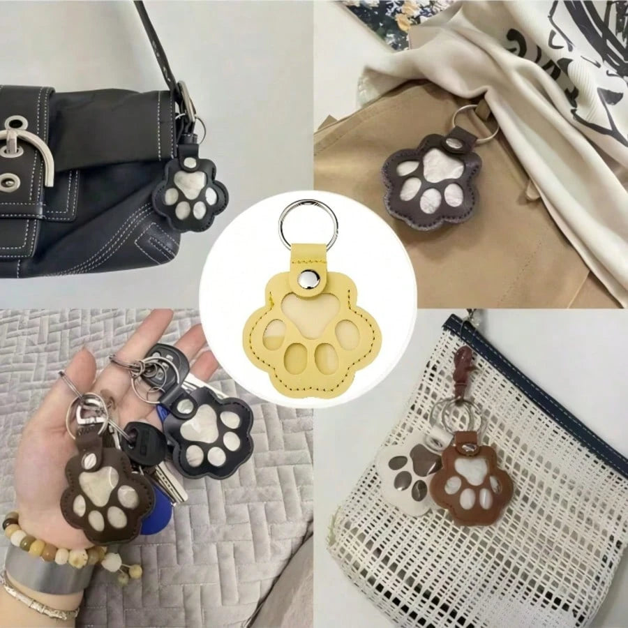 9 Colors Cute Paw-Shaped Pet Memorial Keychain, Cat Fur Keychain, Leather Pet Fur Collectible, Pet Memorial Gift, Emotional Pet Keepsake, Paw-Shaped Keychain, Suitable For Various Bags And Phone Fashi