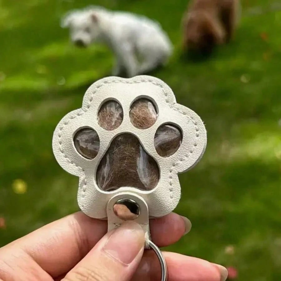9 Colors Cute Paw-Shaped Pet Memorial Keychain, Cat Fur Keychain, Leather Pet Fur Collectible, Pet Memorial Gift, Emotional Pet Keepsake, Paw-Shaped Keychain, Suitable For Various Bags And Phone Fashi