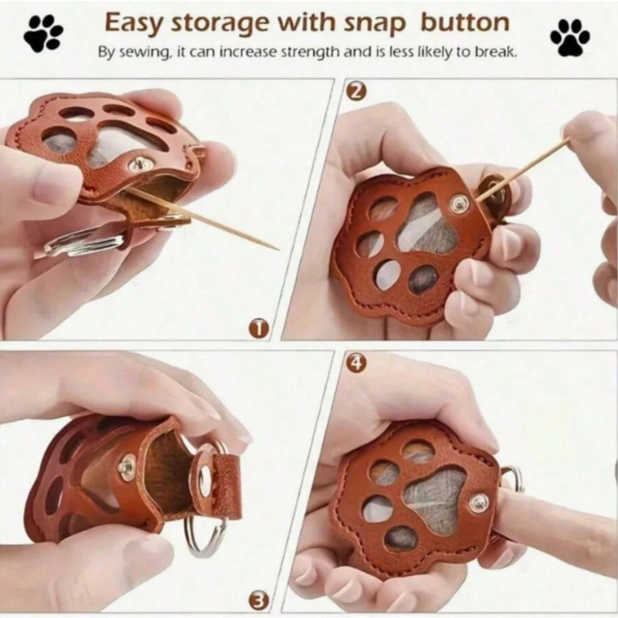 9 Colors Cute Paw-Shaped Pet Memorial Keychain, Cat Fur Keychain, Leather Pet Fur Collectible, Pet Memorial Gift, Emotional Pet Keepsake, Paw-Shaped Keychain, Suitable For Various Bags And Phone Fashi