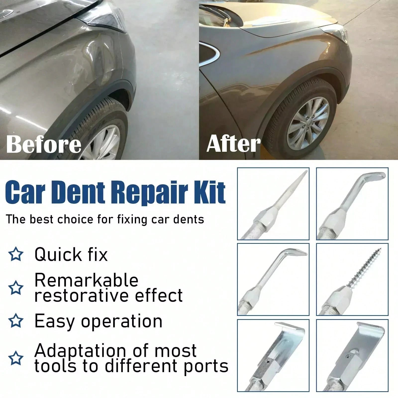 9 Pcs Dent Puller Slide Hammer Auto Body Dent Repair Tools Kit Auto Truck 5LB