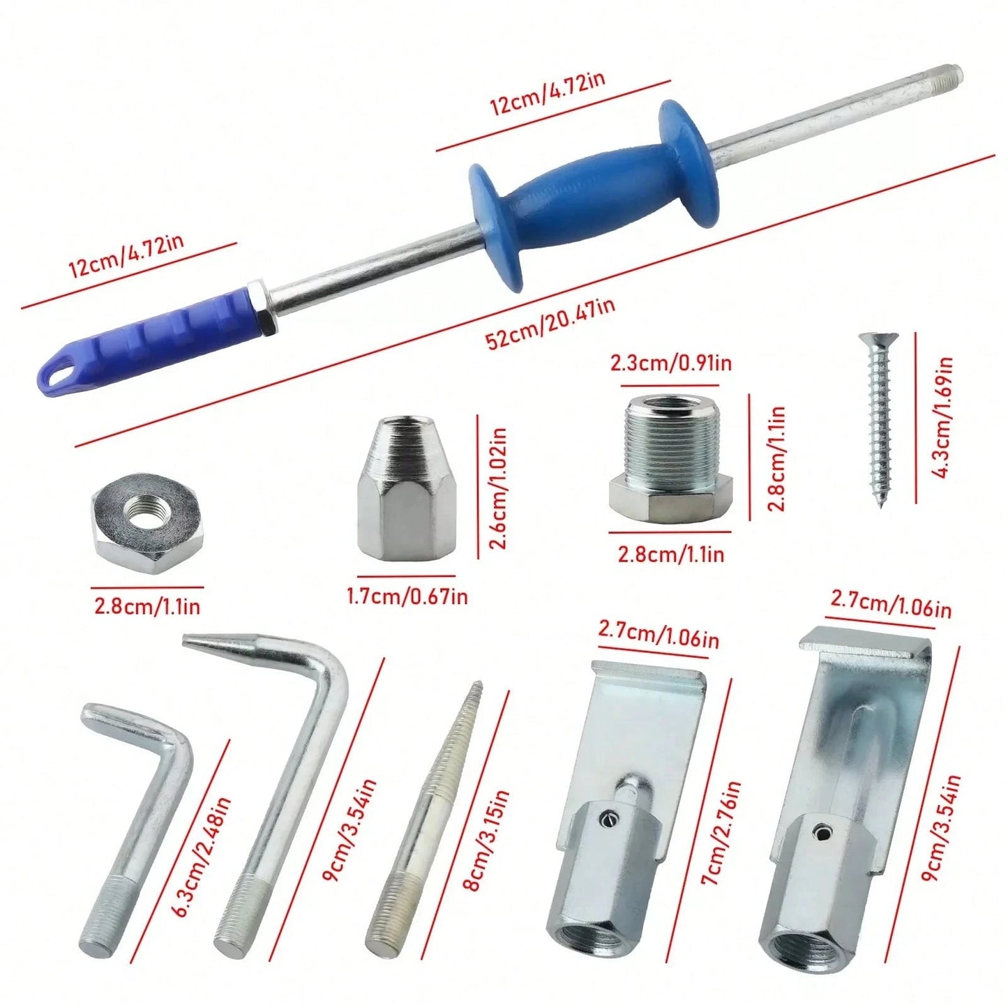 9 Pcs Dent Puller Slide Hammer Auto Body Dent Repair Tools Kit Auto Truck 5LB
