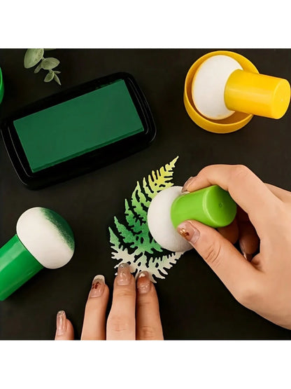 9-Piece Stencil Brush Set & Sponge Pouncers In Assorted Colors With Gourd Handles For Crafts, Wet And Dry Use- Ink Dabbers For Scrapbooking, Card Making & Mixed Media Art(9PCS/6PCS)