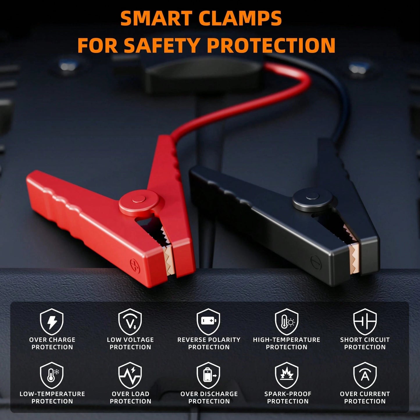 A 150PSI Car Jump Starter, Featuring Intelligent Digital Display Inflation, USB Charging, LED Lighting, Compatibility With 10L Gasoline/9.0L Engines, Multiple Safety Protections, And A Complimentary E