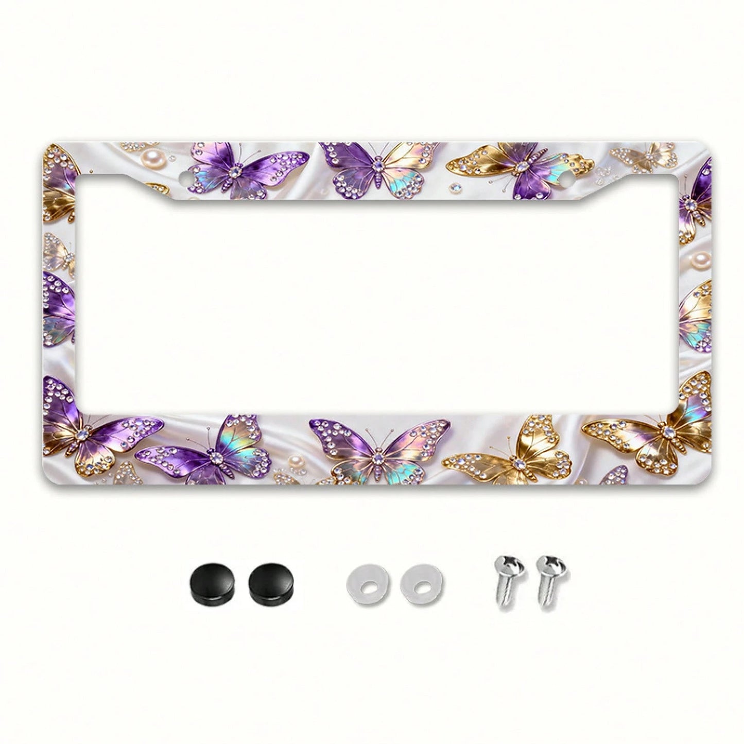 A Universal 2D Aluminum Alloy License Plate Frame, Compatible With The US Market-A Must-Have For Girls! Rust-Resistant And Smooth, Includes Screws.Fits Sedans SUV Pickups Commercial Vehicles Car Decor