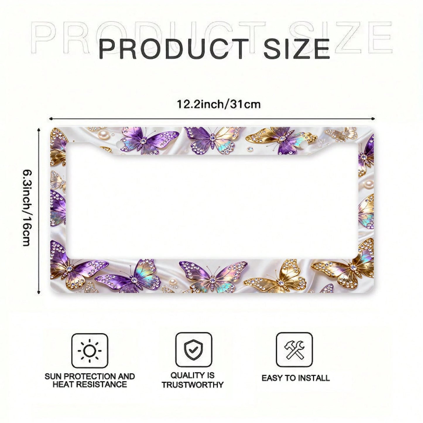 A Universal 2D Aluminum Alloy License Plate Frame, Compatible With The US Market-A Must-Have For Girls! Rust-Resistant And Smooth, Includes Screws.Fits Sedans SUV Pickups Commercial Vehicles Car Decor