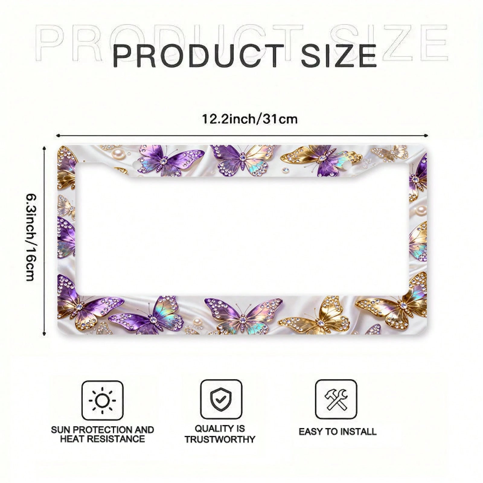 A Universal 2D Aluminum Alloy License Plate Frame, Compatible With The US Market-A Must-Have For Girls! Rust-Resistant And Smooth, Includes Screws.Fits Sedans SUV Pickups Commercial Vehicles Car Decor