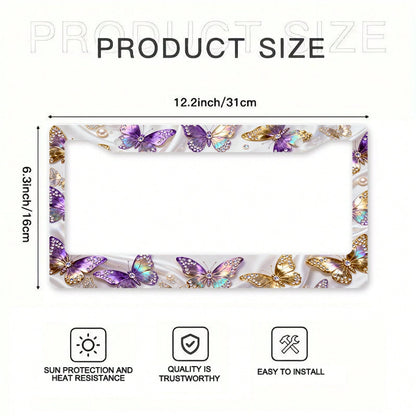 A Universal 2D Aluminum Alloy License Plate Frame, Compatible With The US Market-A Must-Have For Girls! Rust-Resistant And Smooth, Includes Screws.Fits Sedans SUV Pickups Commercial Vehicles Car Decor