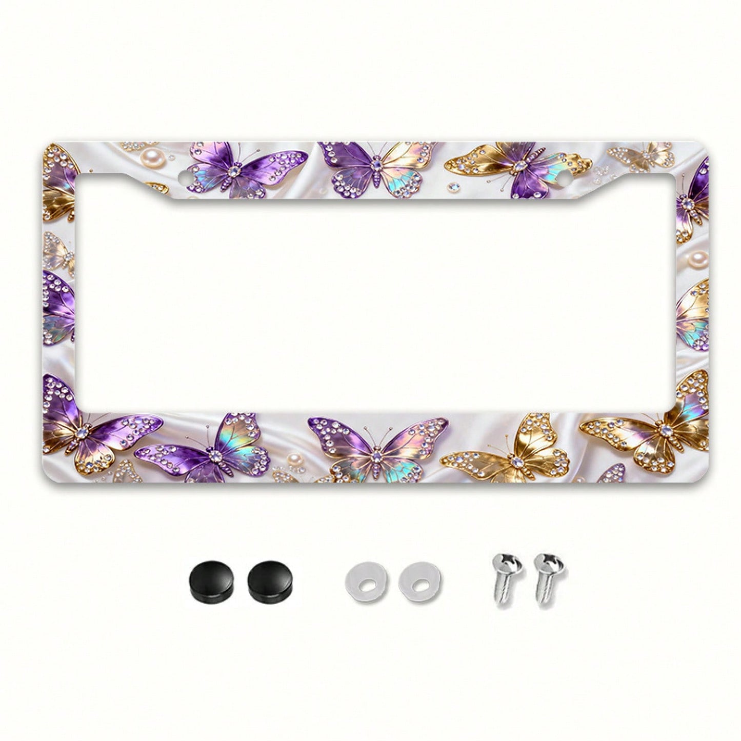 A Universal 2D Aluminum Alloy License Plate Frame, Compatible With The US Market-A Must-Have For Girls! Rust-Resistant And Smooth, Includes Screws.Fits Sedans SUV Pickups Commercial Vehicles Car Decor