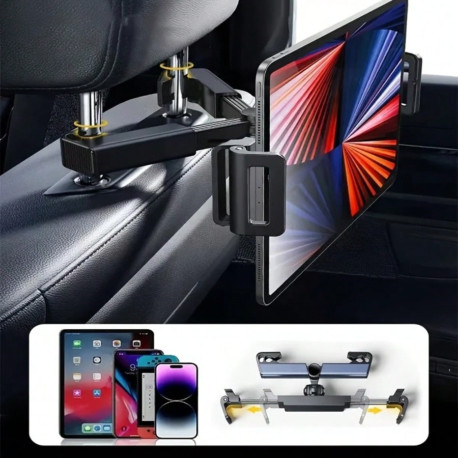 Adjustable Car Headrest Tablet Holder- Suitable For 4.7-11 Inch Tablets, Necessary For Children Road Trips, Fits Backseat