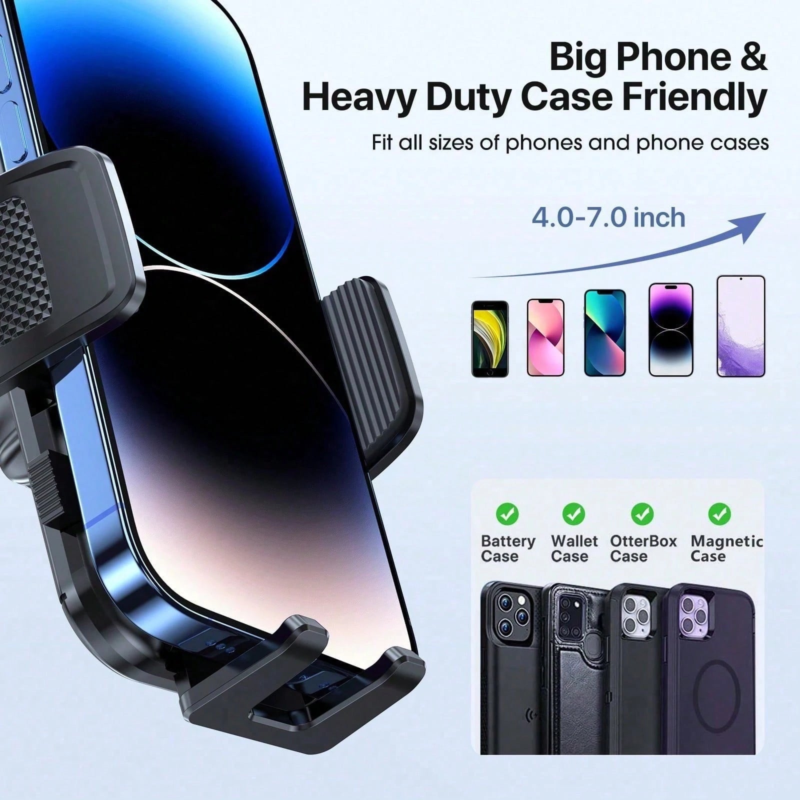 Adjustable Car Phone Holder Mount, Phone Mount For Car Windshield Dashboard, Universal Carbon Fiber Hands Free Automobile Cell Phone Holder Fit For Smartphone