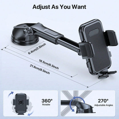 Adjustable Car Phone Holder Mount, Phone Mount For Car Windshield Dashboard, Universal Carbon Fiber Hands Free Automobile Cell Phone Holder Fit For Smartphone