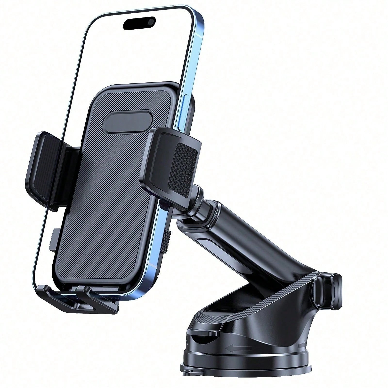 Adjustable Car Phone Holder Mount, Phone Mount For Car Windshield Dashboard, Universal Carbon Fiber Hands Free Automobile Cell Phone Holder Fit For Smartphone