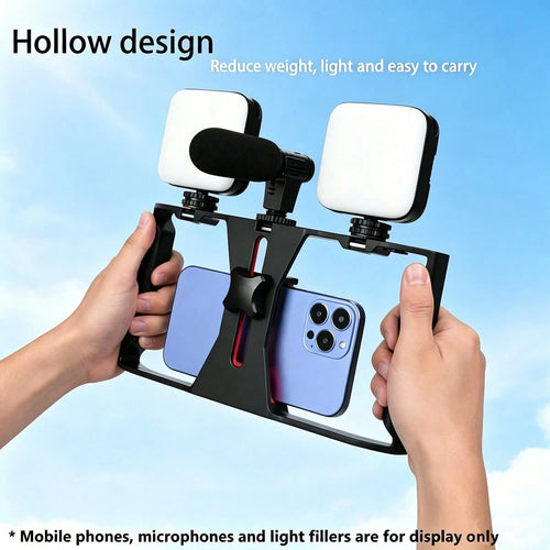 Adjustable Large Size Smartphone Photography Accessories With Tripod And Fill Light New Professional Smartphone Filming Stabilizer Frame Handheld Gimbal Camera Tripod Stand Suitable For Smartphone Vid