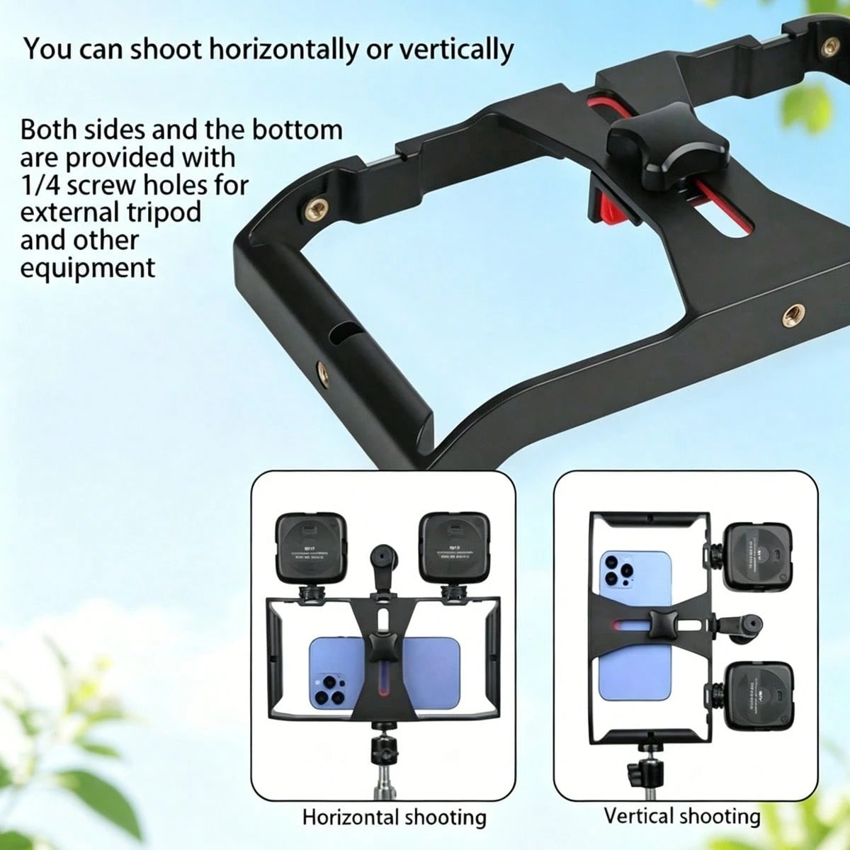 Adjustable Large Size Smartphone Photography Accessories With Tripod And Fill Light New Professional Smartphone Filming Stabilizer Frame Handheld Gimbal Camera Tripod Stand Suitable For Smartphone Vid