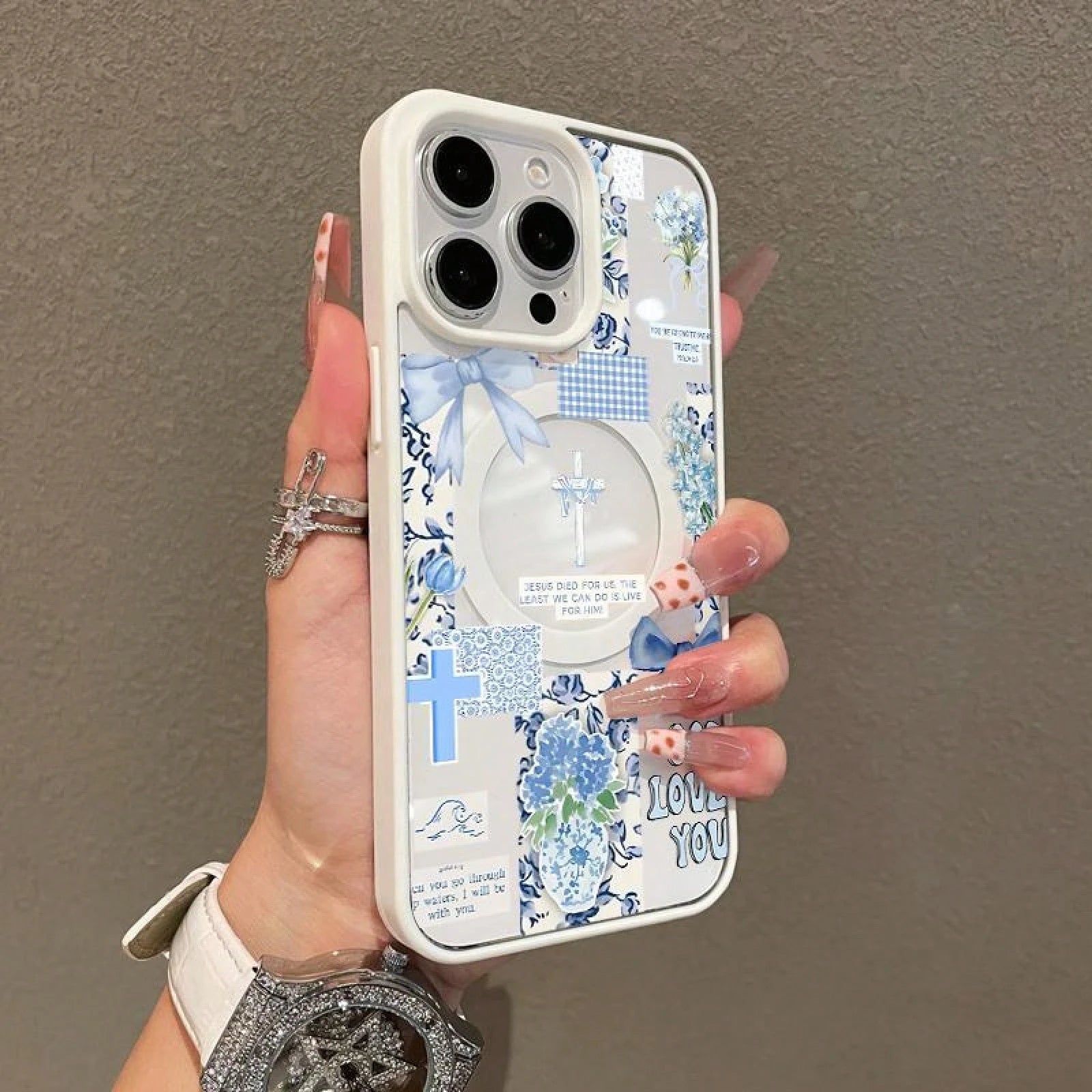 Adorable Magnetic Case Suitable For IPhone11/12/13/14/15/16/17/Promax Christian Collage In Blue MagSafe Compatible, Lightweight, Anti-Fall| Girly & Chic Style,Suitable For IPhone17 Air