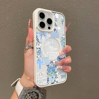 Adorable Magnetic Case Suitable For IPhone11/12/13/14/15/16/17/Promax Christian Collage In Blue MagSafe Compatible, Lightweight, Anti-Fall| Girly & Chic Style,Suitable For IPhone17 Air