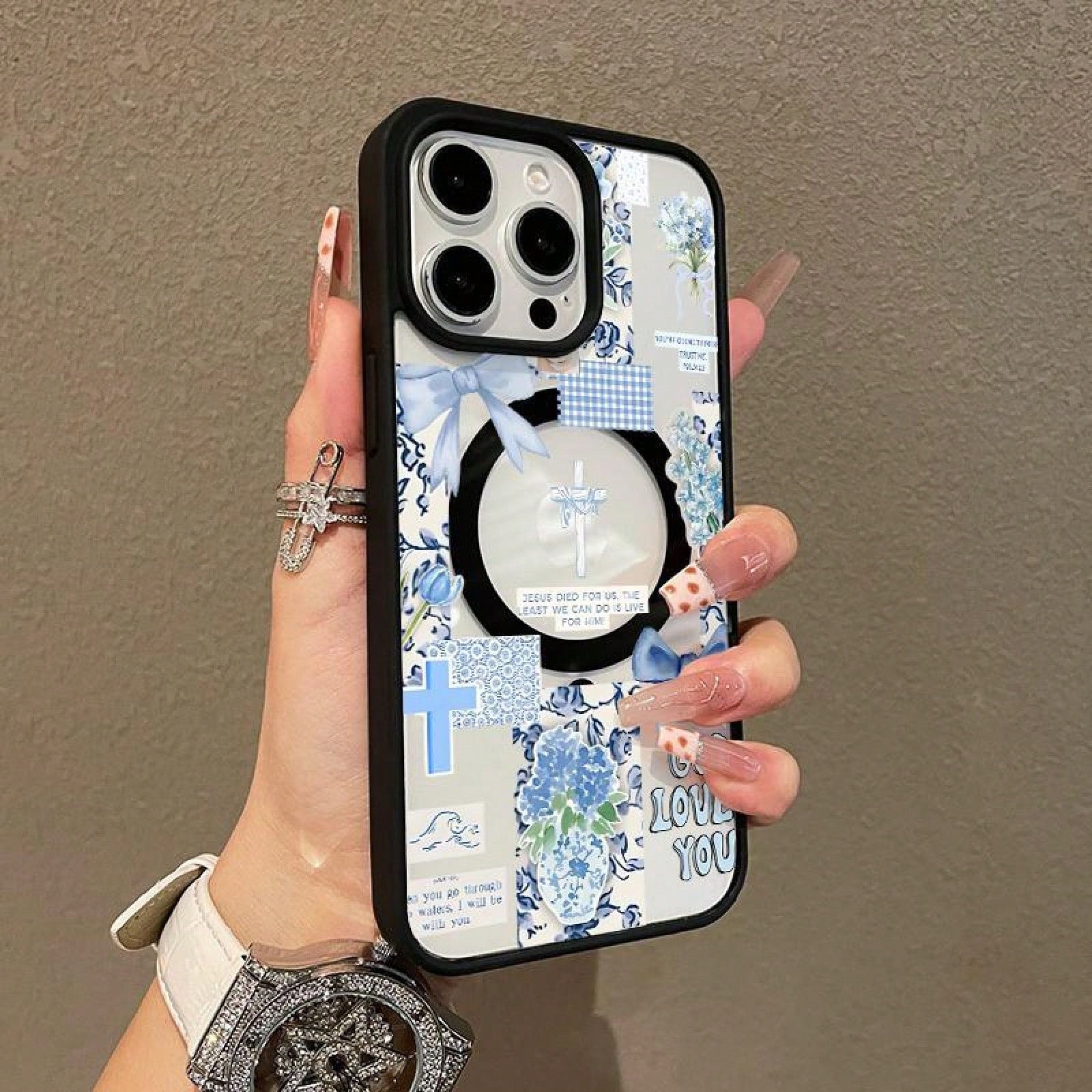 Adorable Magnetic Case Suitable For IPhone11/12/13/14/15/16/17/Promax Christian Collage In Blue MagSafe Compatible, Lightweight, Anti-Fall| Girly & Chic Style,Suitable For IPhone17 Air
