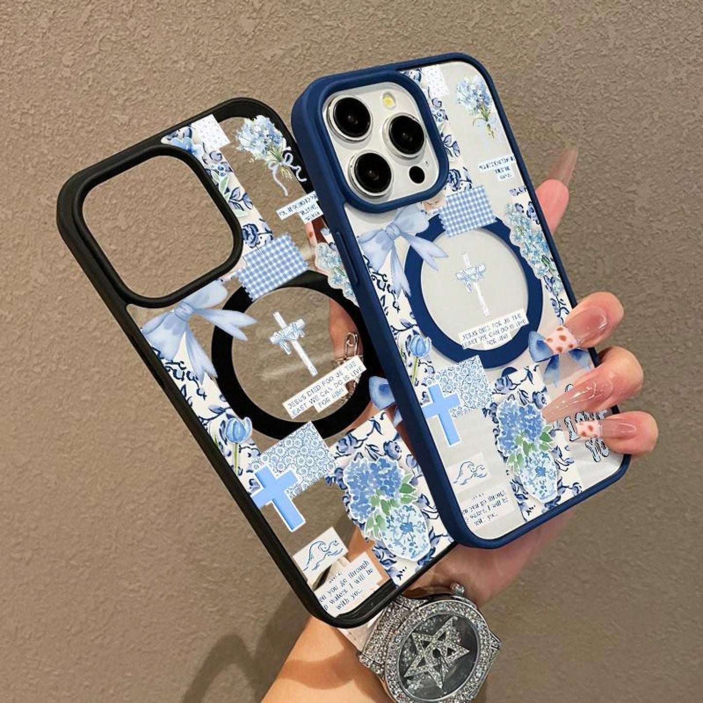 Adorable Magnetic Case Suitable For IPhone11/12/13/14/15/16/17/Promax Christian Collage In Blue MagSafe Compatible, Lightweight, Anti-Fall| Girly & Chic Style,Suitable For IPhone17 Air