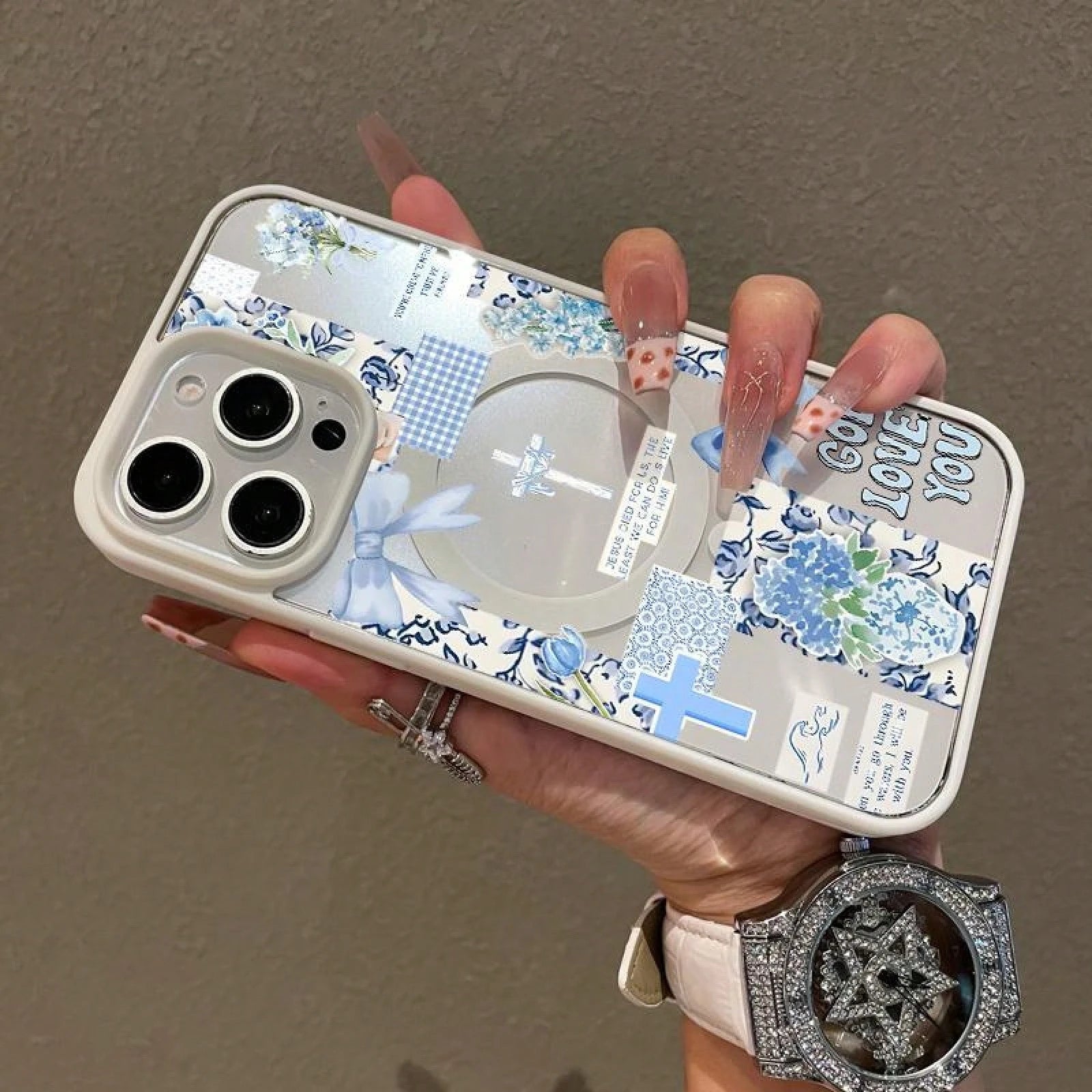 Adorable Magnetic Case Suitable For IPhone11/12/13/14/15/16/17/Promax Christian Collage In Blue MagSafe Compatible, Lightweight, Anti-Fall| Girly & Chic Style,Suitable For IPhone17 Air