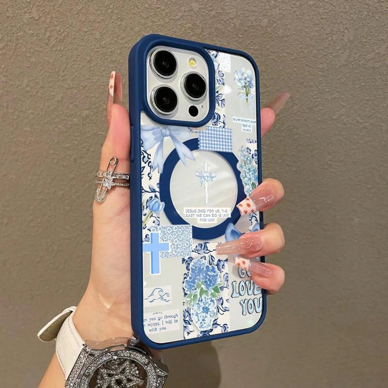 Adorable Magnetic Case Suitable For IPhone11/12/13/14/15/16/17/Promax Christian Collage In Blue MagSafe Compatible, Lightweight, Anti-Fall| Girly & Chic Style,Suitable For IPhone17 Air