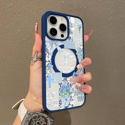 Adorable Magnetic Case Suitable For IPhone11/12/13/14/15/16/17/Promax Christian Collage In Blue MagSafe Compatible, Lightweight, Anti-Fall| Girly & Chic Style,Suitable For IPhone17 Air