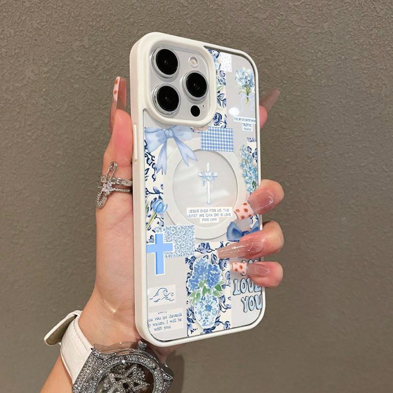 Adorable Magnetic Case Suitable For IPhone11/12/13/14/15/16/17/Promax Christian Collage In Blue MagSafe Compatible, Lightweight, Anti-Fall| Girly & Chic Style,Suitable For IPhone17 Air