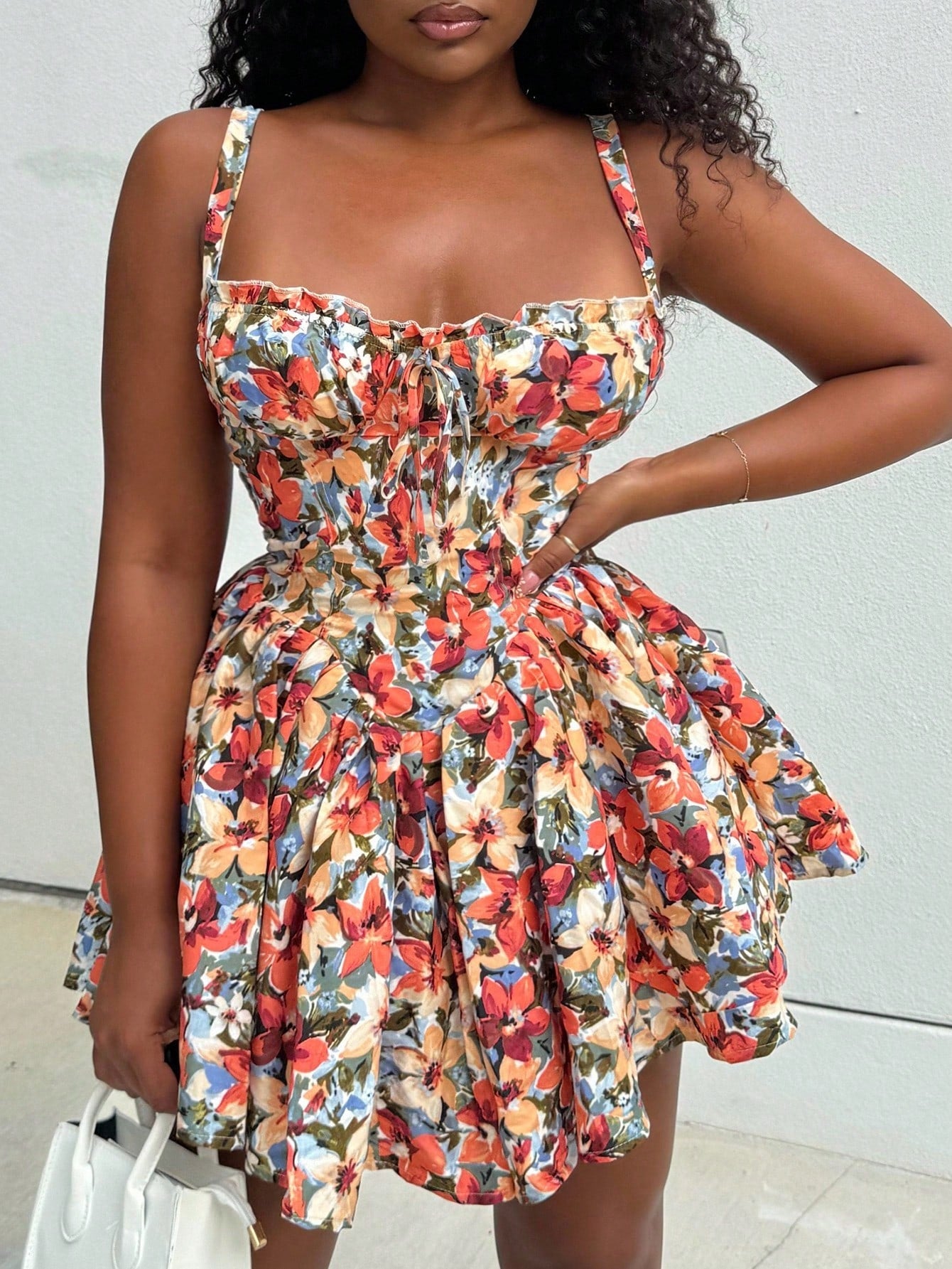 Alexandranx Sundress;Summer Palace Style Floral Ruffle Dress Ballet Style Dress,Sun Dress, Aesthetic