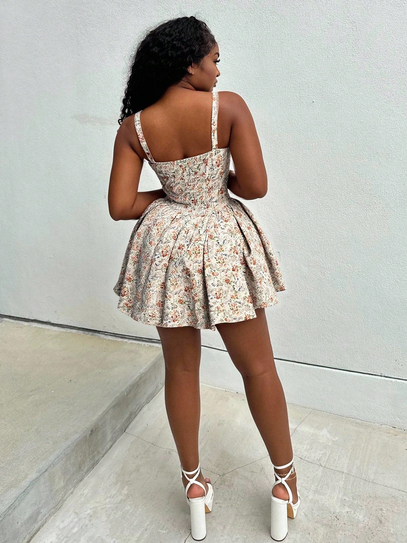 Alexandranx Sundress;Summer Palace Style Floral Ruffle Dress Ballet Style Dress,Sun Dress, Aesthetic
