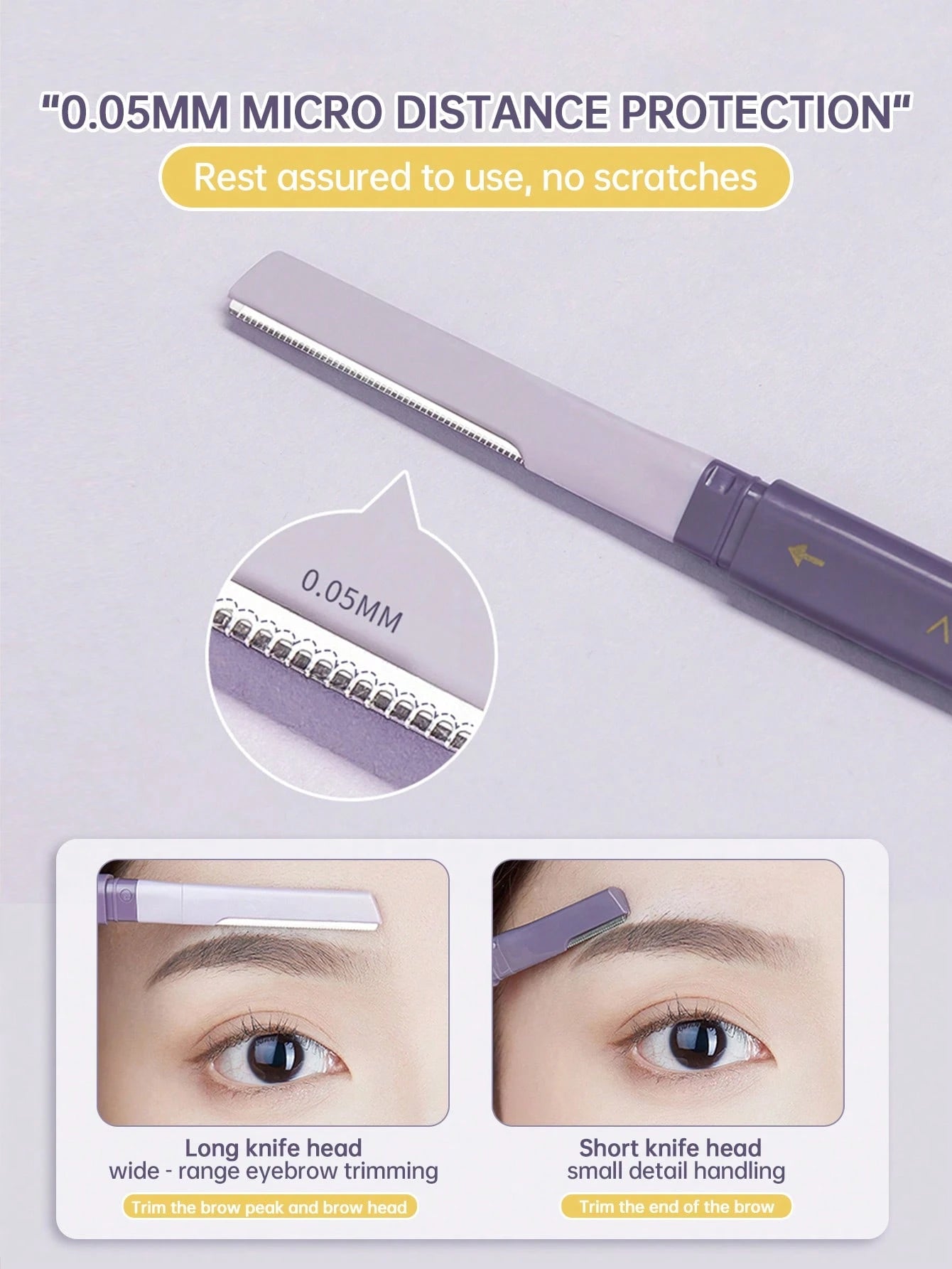 Amortals 2PCS Two-Headed Set, Large & Small Dual Blades Precision Trimming Anti-Scratch Portable Eyebrow Shaver For Shaping Detailing Daily Makeup Travel Beginners, Viral Budget Must-Have J-Beauty Gro