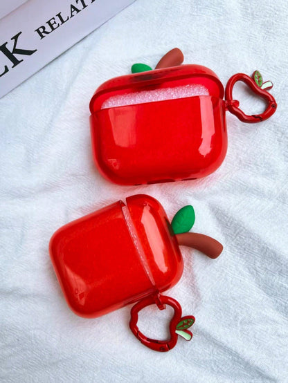 Apple Graphic Semi-Transparent Cute 3D Apple Protective Case Suitable For AirPods Pro 3/Pro 2/3rd Gen Bluetooth Earphones, 2nd Gen Apple 4 Earphone Case