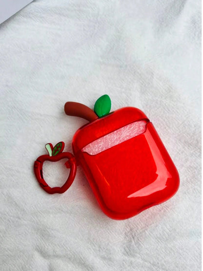 Apple Graphic Semi-Transparent Cute 3D Apple Protective Case Suitable For AirPods Pro 3/Pro 2/3rd Gen Bluetooth Earphones, 2nd Gen Apple 4 Earphone Case