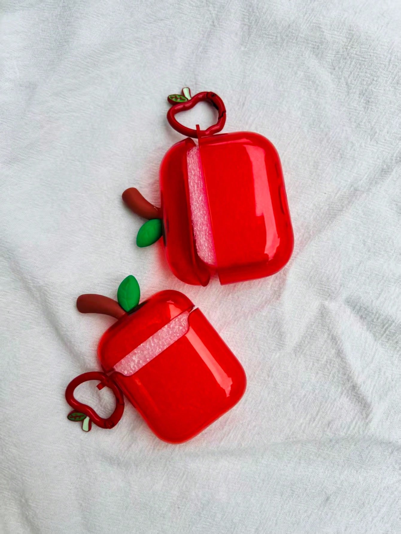 Apple Graphic Semi-Transparent Cute 3D Apple Protective Case Suitable For AirPods Pro 3/Pro 2/3rd Gen Bluetooth Earphones, 2nd Gen Apple 4 Earphone Case