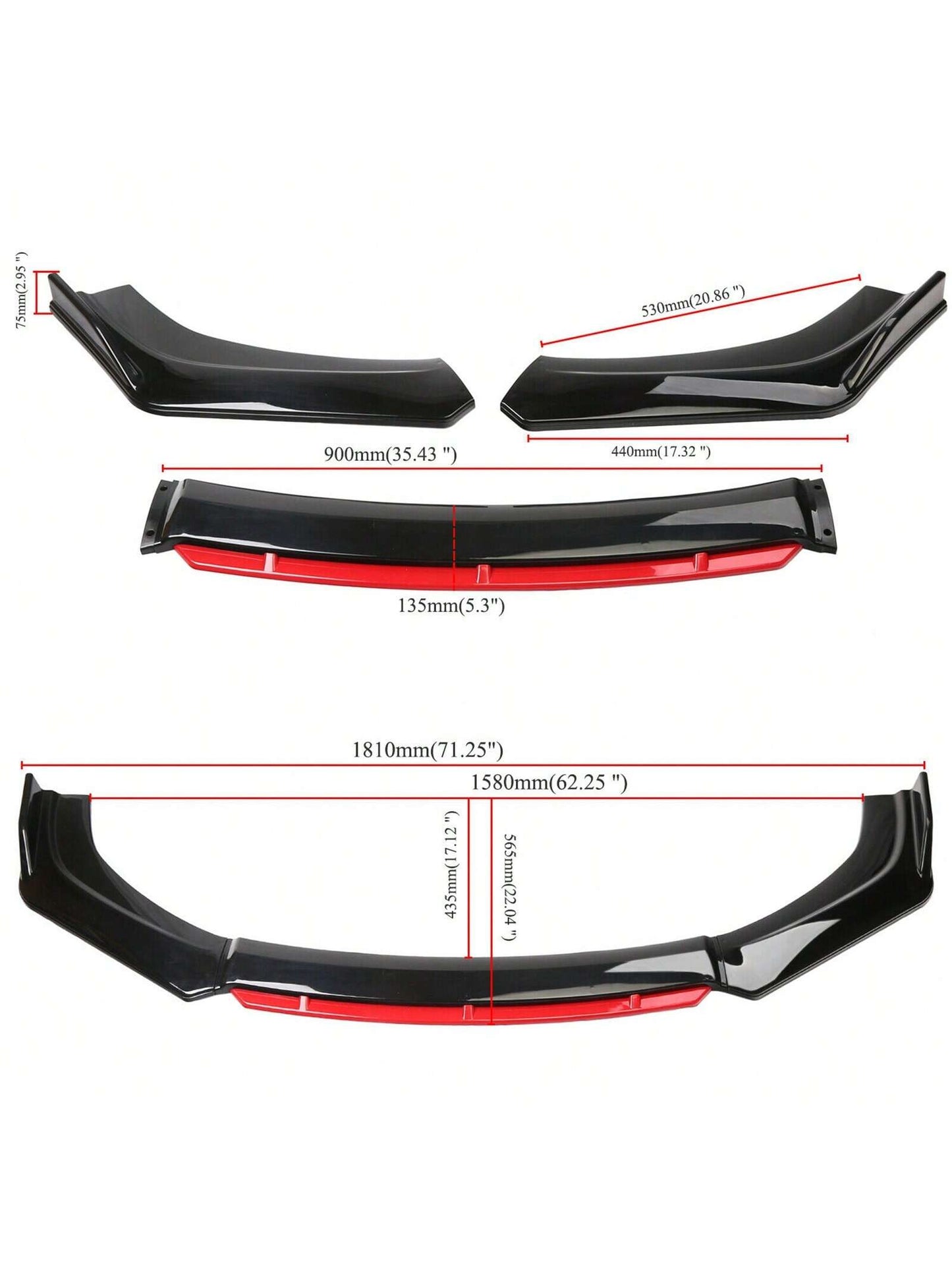 Areyourshop Front Bumper Lip Spoiler, Car Universal Adjustable Spoiler Splitter Diffuser Protector, Compatible With Accord Civic Toyota Camry, VW MK5 MK6 MK7, Benz AMG GTR, Mitsubishi Lancer